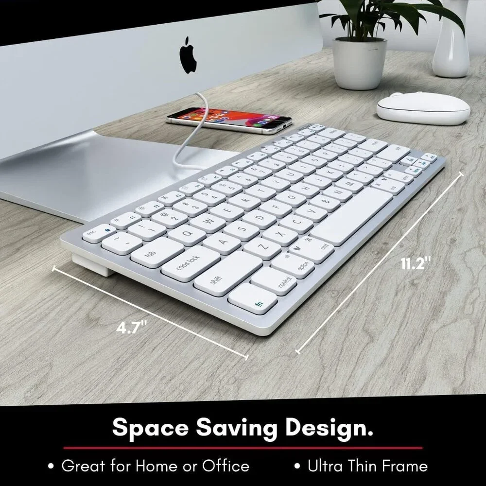 MACALLY Compact USB-C Wired Keyboard